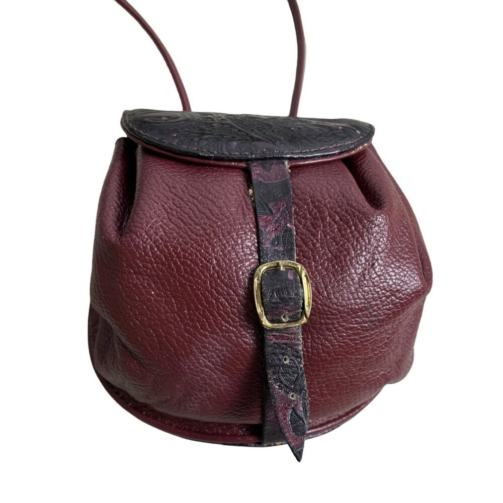 Vintage Abc Bag’s Women's Red Burgundy Leather Strapped Crossbody Purse Sz S